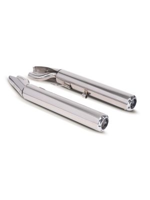 2x CUSTOM RACING Slip On L/R and selectable endcaps, stainless steel chrome, NO (EC-) APPROVAL