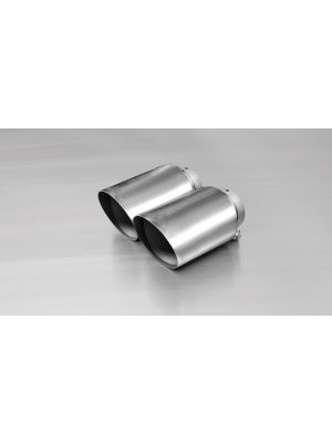 Stainless steel tail pipe set 2 tail pipes Ø 115 mm angled, polished, with adjustable spherical clamp connection